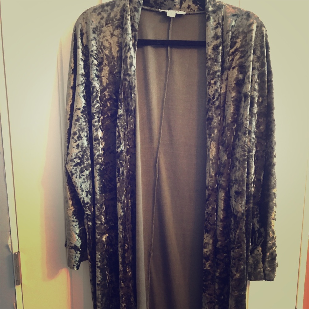 Green velvet duster jacket